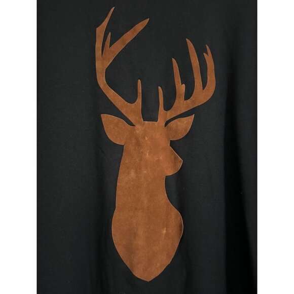 FASHIONOMICS Womens Medium Black Long Sleeve Deer Print Sweatshirt - Picture 2 of 4